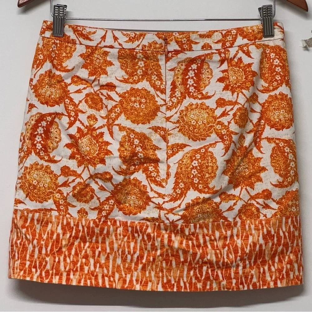 Michael Michael Kors Orange Stretch Cotton Printed Mini Skirt 4P